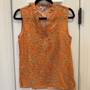 Reiss Orange and Green Sleeveless Blouse size 4